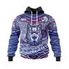 AFL Western Bulldogs Custom Name Number Indigenous Mascot Pullover Hoodie