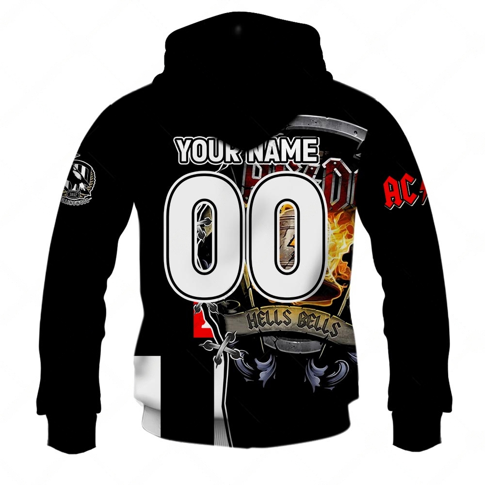 AFL Collingwood Magpies AC/DC Mix Custom Name Number 2023 Home Guernsey Zip Up Hoodie