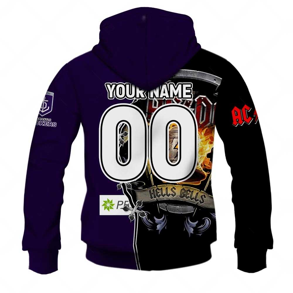 AFL Fremantle Dockers AC/DC Mix Custom Name Number 2023 Home Guernsey Pullover Hoodie