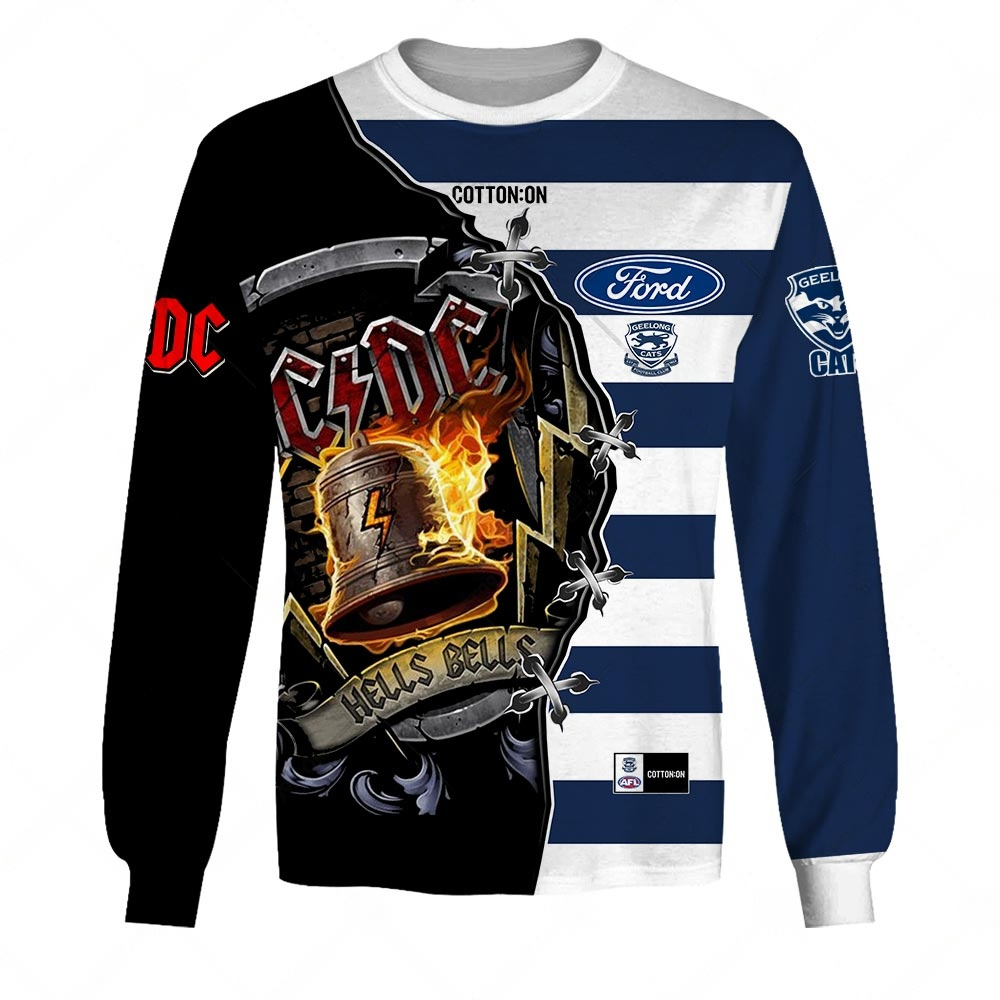 AFL Geelong Cats AC/DC Mix Custom Name Number 2023 Home Guernsey Sweatshirt AFL Geelong Cats AC/DC Mix Custom Name Number 2023 Home Guernsey Sweatshirt