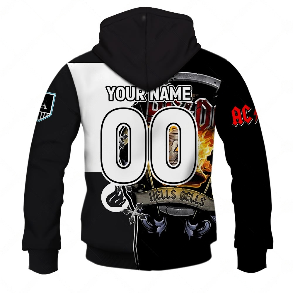 AFL Port Adelaide AC/DC Mix Custom Name Number 2023 Home Guernsey Pullover Hoodie AFL Port Adelaide AC/DC Mix Custom Name Number 2023 Home Guernsey Pullover Hoodie