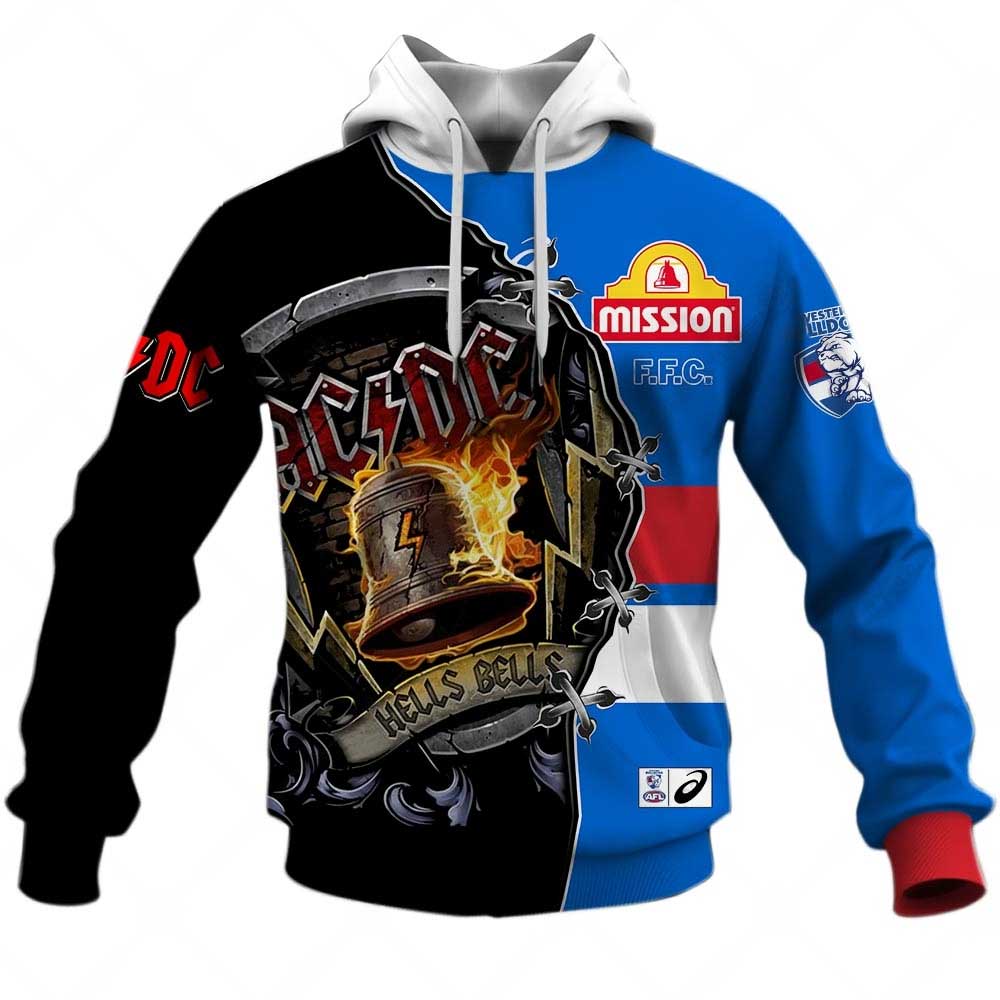 AFL Western Bulldogs AC/DC Mix Custom Name Number 2023 Home Guernsey Pullover Hoodie AFL Western Bulldogs AC/DC Mix Custom Name Number 2023 Home Guernsey Pullover Hoodie