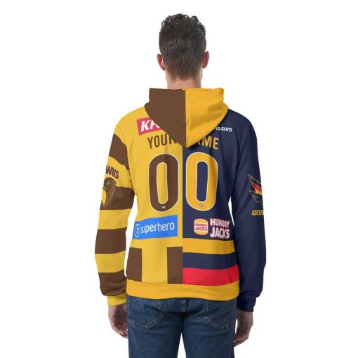 AFL 2 Teams Custom Name Number Half Guernsey Pullover Hoodie