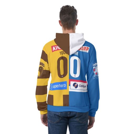 AFL 2 Teams Custom Name Number Half Guernsey Pullover Hoodie