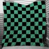 DEMON SLAYER Tanjiro Kamado Green Black Quilt Blanket