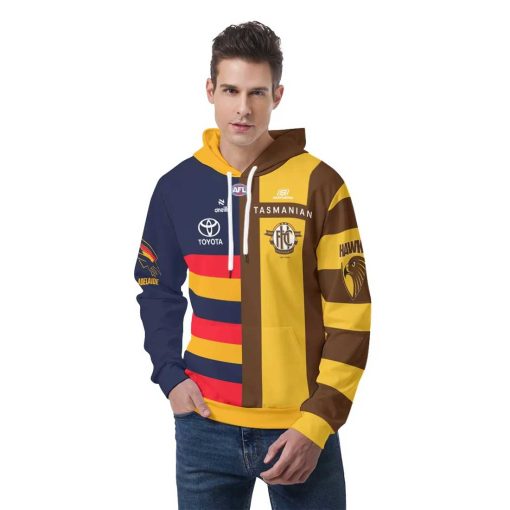 AFL 2 Teams Custom Name Number Half Guernsey Pullover Hoodie