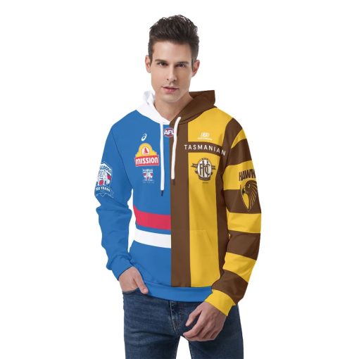 AFL 2 Teams Custom Name Number Half Guernsey Pullover Hoodie