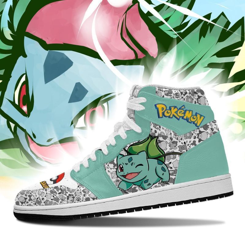 POKEMON Bulbasaur Anime Air Jordan 1 High Sneakers