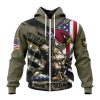 NFL Arizona Cardinals Custom Name Number Veterans Kneeling Soldier Zip Up Hoodie