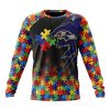NFL Baltimore Ravens Custom Name Number Autism Awareness Design Sweatshirt