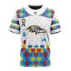 NFL Baltimore Ravens Custom Name Number Autism Awareness T-Shirt