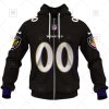 NFL Baltimore Ravens Custom Name Number Black Alternate Jersey Zip Up Hoodie