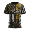 NFL Baltimore Ravens Custom Name Number Classic Grunge American Flag T-Shirt