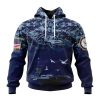 NFL Baltimore Ravens Custom Name Number Honor US Navy Veterans Pullover Hoodie