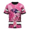 NFL Baltimore Ravens Custom Name Number Pink Breast Cancer T-Shirt