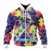 NFL Baltimore Ravens Custom Name Number Puzzle Autism Awareness Zip Up Hoodie
