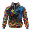NFL Carolina Panthers Custom Name Number Autism Awareness Design Pullover Hoodie