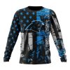 NFL Carolina Panthers Custom Name Number Classic Grunge American Flag Sweatshirt