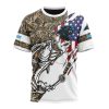 NFL Carolina Panthers Custom Name Number Fishing With Flag Of USA T-Shirt