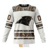NFL Carolina Panthers Custom Name Number White Camo Hunting Sweatshirt