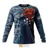 NFL Chicago Bears Custom Name Number Navy Skull Camo Veteran Sweatshirt