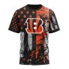 NFL Cincinnati Bengals Custom Name Number Classic Grunge American Flag T-Shirt