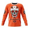 NFL Cincinnati Bengals Custom Name Number Kits For Dia De Muertos Sweatshirt