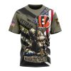 NFL Cincinnati Bengals Custom Name Number Veterans Kneeling Soldier T-Shirt