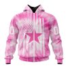 NFL Dallas Cowboys Custom Name Number Pink Tie-Dye Zip Up Hoodie