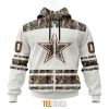 NFL Dallas Cowboys Custom Name Number White Camo Hunting Zip Up Hoodie