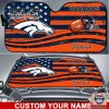 NFL Denver Broncos Custom Name American Flag Car Sunshade