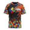 NFL Denver Broncos Custom Name Number Autism Awareness Design T-Shirt