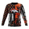 NFL Denver Broncos Custom Name Number Classic Grunge American Flag Sweatshirt
