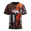 NFL Denver Broncos Custom Name Number Classic Grunge American Flag T-Shirt