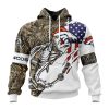 NFL Denver Broncos Custom Name Number Fishing With Flag Of USA Pullover Hoodie