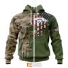 NFL Denver Broncos Custom Name Number Green Camo US Military Zip Up Hoodie