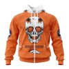 NFL Denver Broncos Custom Name Number Kits For Dia De Muertos Zip Up Hoodie