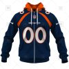 NFL Denver Broncos Custom Name Number Navy Alternate Jersey Zip Up Hoodie