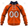 NFL Denver Broncos Custom Name Number Orange Home Jersey Zip Up Hoodie
