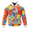 NFL Denver Broncos Custom Name Number Puzzle Autism Awareness Pullover Hoodie