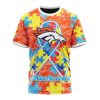 NFL Denver Broncos Custom Name Number Puzzle Autism Awareness T-Shirt