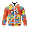 NFL Denver Broncos Custom Name Number Puzzle Autism Awareness Zip Up Hoodie