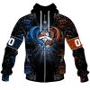 NFL Denver Broncos Custom Name Number Rose Dragon Zip Up Hoodie