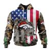 NFL Denver Broncos Custom Name Number USA Flag Camo Realtree Pullover Hoodie