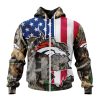 NFL Denver Broncos Custom Name Number USA Flag Camo Realtree Zip Up Hoodie