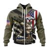 NFL Denver Broncos Custom Name Number Veterans Kneeling Soldier Zip Up Hoodie