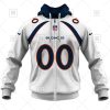 NFL Denver Broncos Custom Name Number White Road Jersey Zip Up Hoodie