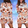 NFL Denver Broncos Skull Flower Orange Women Hoodie Dress