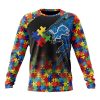 NFL Detroit Lions Custom Name Number Autism Awareness Design Sweatshirt
