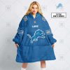 NFL Detroit Lions Custom Name Number Blue Home Jersey Fleece Oodie